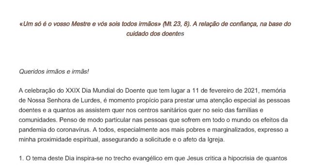 DIA MUNDIAL DO DOENTE