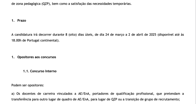 Início ao Concurso Interno e Externo